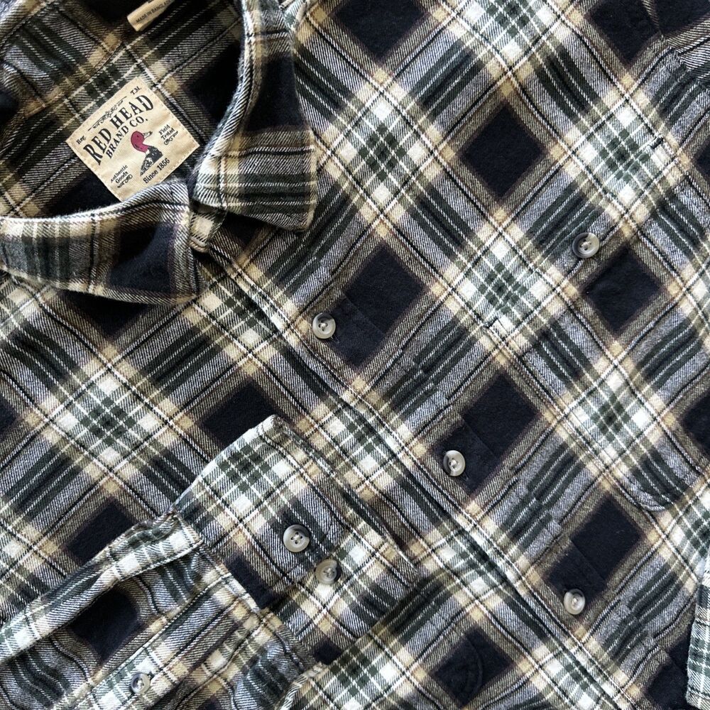 Red Head Brand Co. Men’s Long Sleeve Plaid Flannel Shirt Thick L Large
